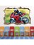 Kırmızı Motosiklet 3D Delikli Dekoratif Duvar Sticker Çıkartması Bebek Çocuk Odası 1