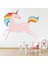 Dört Nala Koşan Pembe Tek Boynuzlu At Dekoratif Duvar Sticker Çıkartma Bebek Çocuk Odası 1