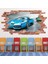 Yarış Arabaları Spor Kırmızı Tuğla 3D Delik Dekoratif Duvar Sticker Çıkartması Bebek Çocuk Odası 1