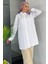 Beyaz Önü Pileli Kadın Tesettür Gömlek P-00011153 3