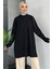 Siyah Önü Pileli Kadın Tesettür Gömlek P-00011153 2