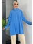 Mavi Önü Pileli Kadın Tesettür Gömlek P-00011153 2