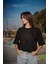 Oversize Siyah Baskısız T-Shirt 6