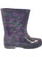 Çocuk Mor Renk Çiçekli Iş Bahçe Su Geçirmez Yağmur Çizmesi 1