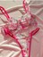 Pembe Balenli Çiçek Desenli Bralet Takım 1