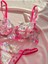 Pembe Balenli Çiçek Desenli Bralet Takım 2