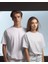 Unisex Pamuklu Likralı Bisiklet Yaka Relaxed Fit Basic Tişört Düz 4