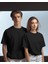 Unisex Pamuklu Likralı Bisiklet Yaka Relaxed Fit Basic Tişört Düz 4