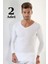 2'li Paket Erkek Badi Uzun Kollu T-Shirt V Yaka Basic %100 Pamuk Ribana Beyaz - M 1