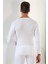 2'li Paket Erkek Badi Uzun Kollu T-Shirt V Yaka Basic %100 Pamuk Ribana Beyaz - M 5