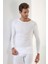 2'li Paket Erkek Badi Uzun Kollu T-Shirt Bisiklet Yaka Basic %100 Pamuk Ribana Beyaz - M 5