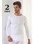 2'li Paket Erkek Badi Uzun Kollu T-Shirt Bisiklet Yaka Basic %100 Pamuk Ribana Beyaz - L 1