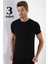 Erkek T-Shirt Sıfır Yaka Kısa Kollu 3'lü Paket %100 Pamuk Siyah - M 1