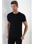 Erkek T-Shirt Sıfır Yaka Kısa Kollu 3'lü Paket %100 Pamuk Siyah - M 4