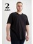 Erkek Büyük Beden Tişört V Yaka %100 Pamuk 2'li Ekonomik Paket Siyah - 5xl 1