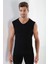 Erkek Tişört V Yaka Sıfır Kol Kolsuz Atlet Body 2'li %100 Pamuk Siyah - Xl 2