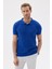 Erkek Polo Yaka Jakarlı Triko T-Shirt Saks 1
