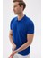 Erkek Polo Yaka Jakarlı Triko T-Shirt Saks 3