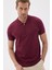 Lımıted Erkek Düz Fermuarlı Polo Yaka Rayon Triko Tişört Bordo 1