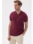 Lımıted Erkek Düz Fermuarlı Polo Yaka Rayon Triko Tişört Bordo 2