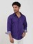 Mor Erkek Slim Fit Düz Düğmeli Yaka Uzun Kol Gömlek - 102519 1