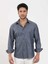Lacivert Erkek Regular Fit Melanj Desenli Düğmeli Yaka Uzun Kol Gömlek - 95028 6