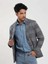 Lacivert Erkek Slim Fit Jakarlı Casual Mono Yaka Ceket 4