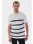 Lımıted Erkek Çizgili Bisiklet Yaka Rayon Triko Tişört Ekru 1