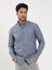 Açık Lacivert Erkek Regular Fit Melanj Desenli Düğmeli Yaka Uzun Kol Gömlek - 95053 3