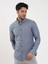 Açık Lacivert Erkek Regular Fit Melanj Desenli Düğmeli Yaka Uzun Kol Gömlek - 95053 4