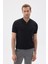 Lımıted Erkek Düz Fermuarlı Polo Yaka Rayon Triko Tişört Siyah 2