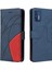 Motorola Moto G9 Artı Iki Renkli Dikiş Pu Deri Flip Folio Için Kılıf (Yurt Dışından) 1