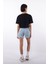 Juice Oversize Kadın Crop T-Shirt Siyah 4