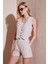 Flamlı Regular Fit V Yaka Yelekli Şortlu Takım Bayan Takım 67045802S4 2
