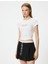 Crop Tişört Baskılı Kısa Kollu Slim Fit Bisiklet Yaka 3