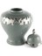Silver Şeritli Gri Küp Kapaklı Vazo 24X24X36CM 2