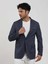 Lacivert Erkek Slim Fit Çizgili Sivri Yaka Ceket 104442 4