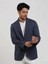 Lacivert Erkek Slim Fit Çizgili Sivri Yaka Ceket 104442 6