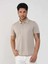 Bej Erkek Slim Fit Jakarlı Polo Yaka T-shirt 2