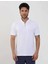 Beyaz Erkek Slim Fit Düz Bomber Yaka T-shirt 2