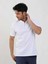 Beyaz Erkek Slim Fit Düz Bomber Yaka T-shirt 4