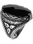 Trillium Motifli Fasetli Siyah Zirkon Taşlı Gümüş Erkek Yüzük 1
