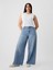 Kadın Mavi Mid Rise Ultrasoft Baggy Jean Pantolon 4