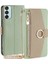 Samsung Galaxy M15 5g Deri Kılıf Fermuarlı Cüzdan Aynalı Crossbody Telefon Kılıfı-Yeşil (Yurt Dışından) 1