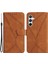 HT05 Samsung Galaxy M55 5g Kılıf Hatları Baskılı Deri Cüzdan Standı Kapak-Kahverengi (Yurt Dışından) 1
