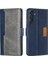 Samsung Galaxy M55 5g Kılıf Çift Renk Ekleme Deri Cüzdan Telefon Kapağı-Mavi+Gri (Yurt Dışından) 1
