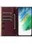 Samsung Galaxy S21 Fe 5g Deri Kılıf Vantuzlu 3 Kart Yuvalı Telefon Kapağı-Şarap Kırmızısı (Yurt Dışından) 3
