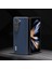 Samsung Galaxy Z Fold6 5g Kılıf Litchi Doku Sığır Derisi Deri + Pc Telefon Kapağı-Mavi (Yurt Dışından) 3