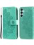Samsung Galaxy M15 5g Kılıf Çiçek Desenli Cüzdan Standlı Pu Deri Telefon Kılıfı-Yeşil (Yurt Dışından) 1
