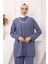 İndigo Kolyeli Çizgili Tunik Pantolon Takım 3